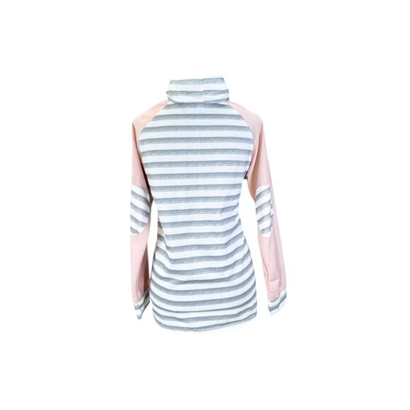 Ealey Cowl Neck Gray Pink Striped Pullover Sweater - Size XL - Picture 4 of 6